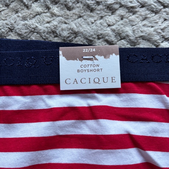 Cacique Panties Cotton Boyshort Red White Blue Flag Women's Plus Size 22/24 NWT - Picture 3 of 4
